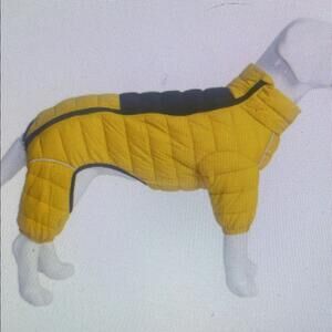 New Yellow Quilted Dog Jacket, 4 legs covered waterproof Windproof SIZE MED